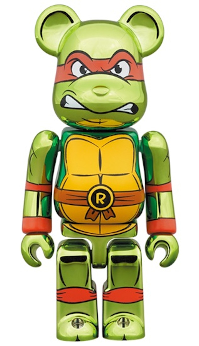 Bearbrick x Teenage Mutant Ninja Turtles Raphael Chrome 100% & 400% Set