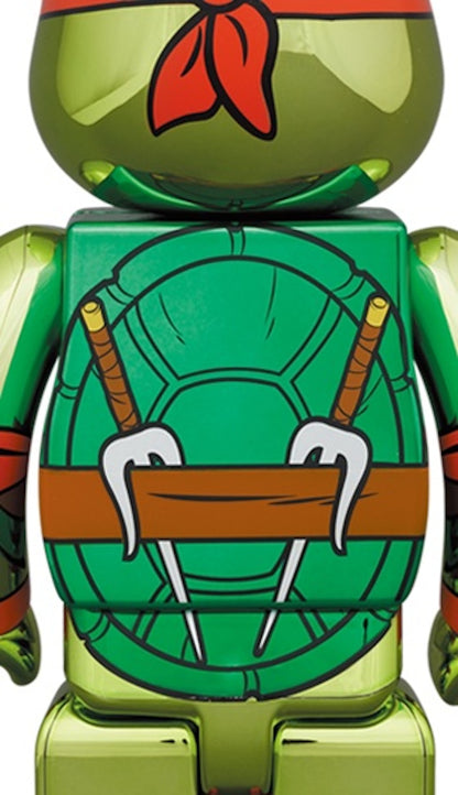 Bearbrick x Teenage Mutant Ninja Turtles Raphael Chrome 100% & 400% Set