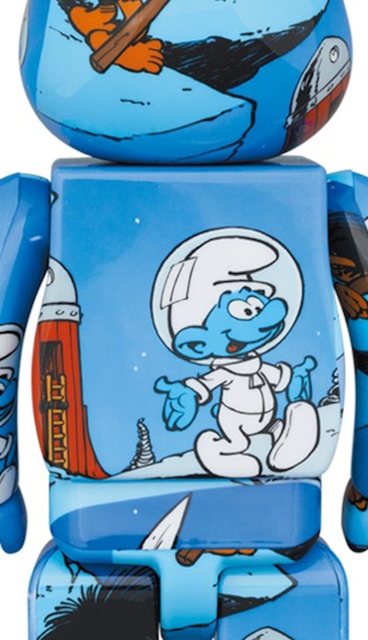 Bearbrick x The Smurfs (The Astrosmurf) 100% & 400% Set Blue