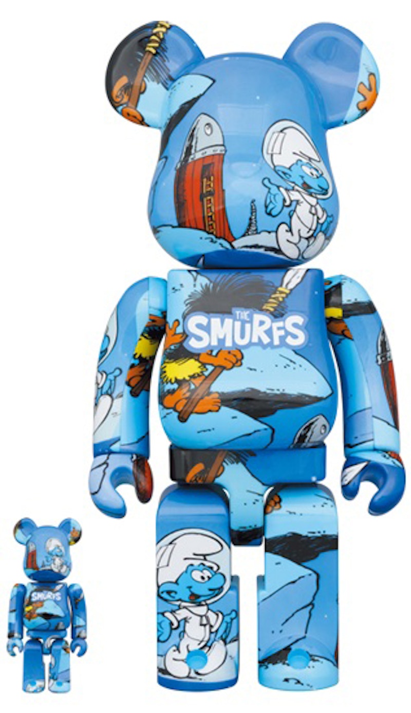 Bearbrick x The Smurfs (The Astrosmurf) 100% & 400% Set Blue