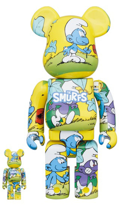 Bearbrick x The Smurfs (The Purple Smurfs) 100% & 400% Set Yellow