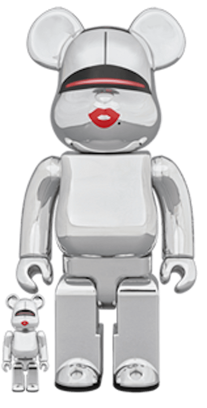 Bearbrick x Tyga x Hajime Sorayama 100% & 400% Set Silver