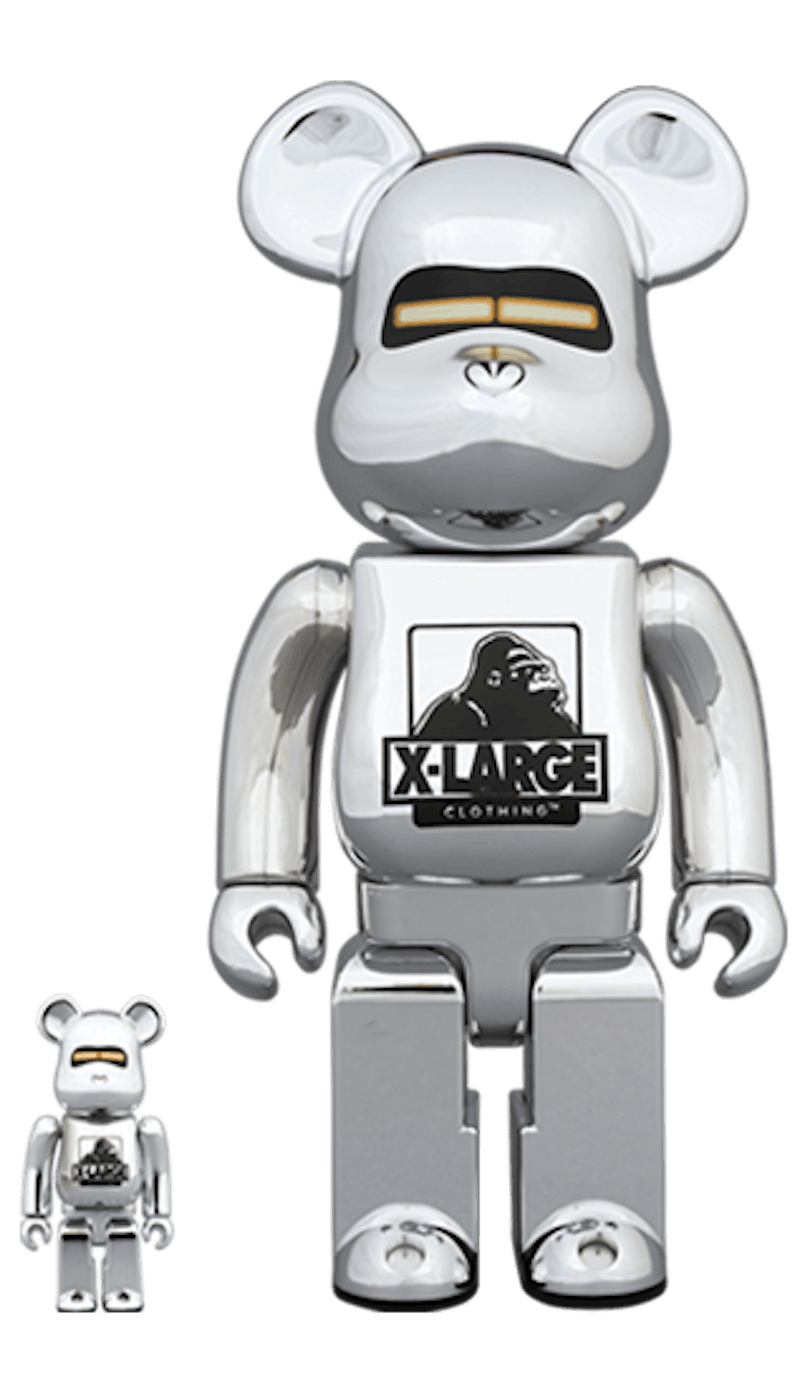 Bearbrick x Xlarge x Hajime Sorayama 100% & 400% Set Chrome