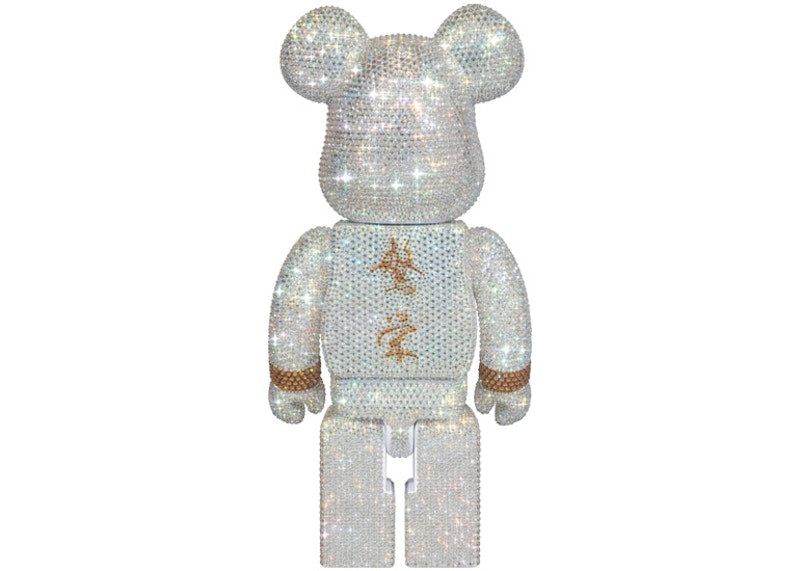 Bearbrick x mastermind JAPAN Crystal Decorate 400% White & Gold Ver.