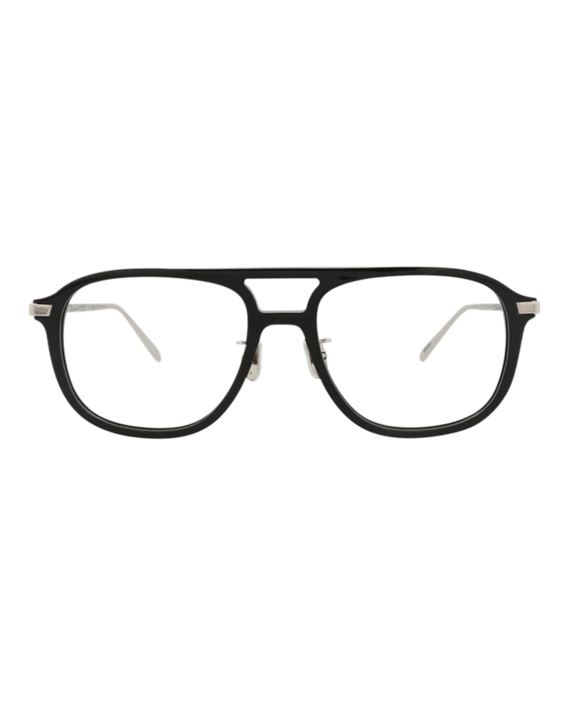 Berluti Aviator-Frame Acetate Optical Frames Black Silver Transparent (BL50006U-55-001)