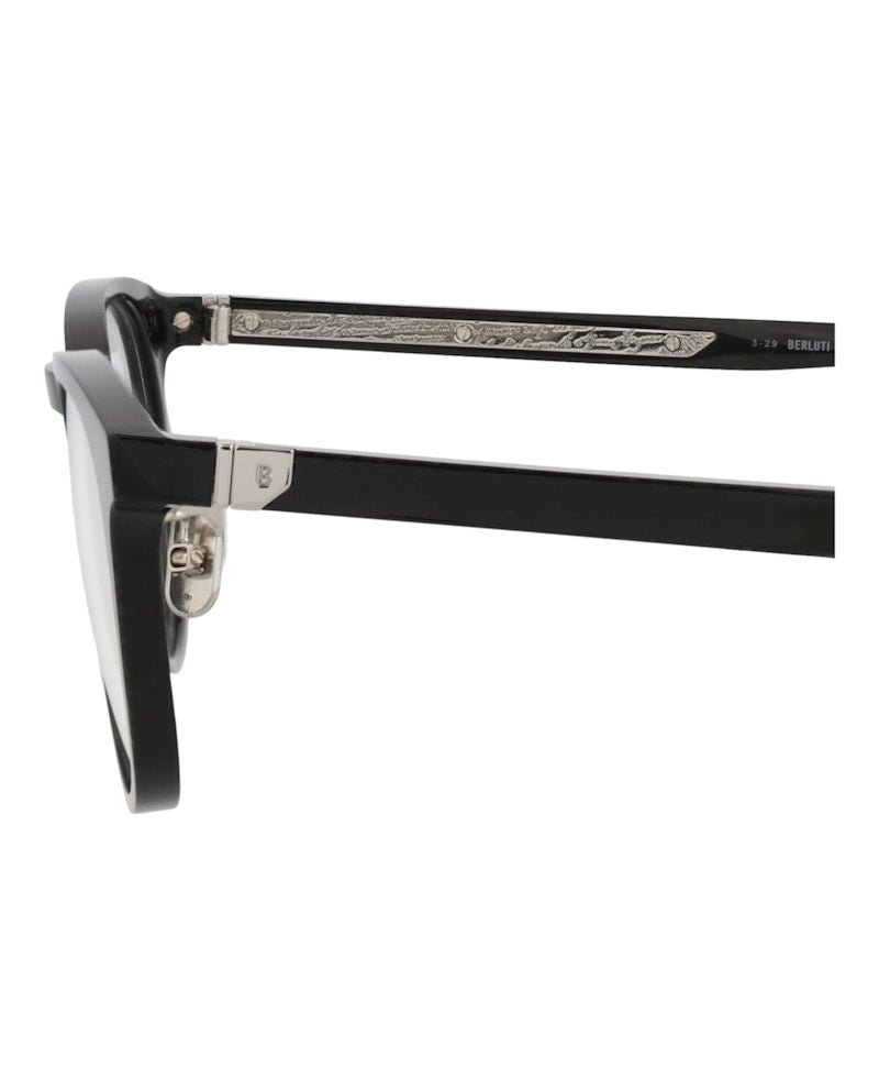 Berluti Round-Frame Acetate Optical Frames Black Black Transparent (BL50002U-51-001)