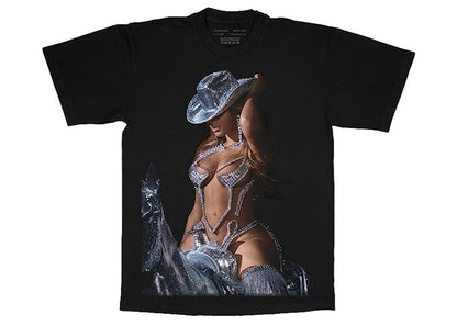 Beyonce Official Renaissance World Tour Merch Disco Cowboy Hat T-Shirt Black