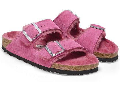Birkenstock Arizona Shearling Suede Fuchsia Tulip