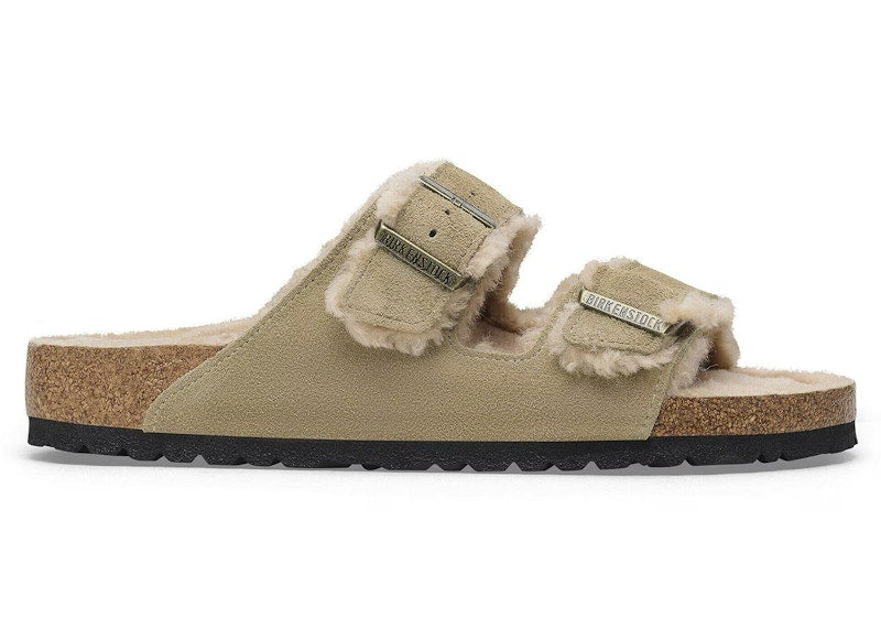 Birkenstock Arizona Shearling Suede Leather Taupe
