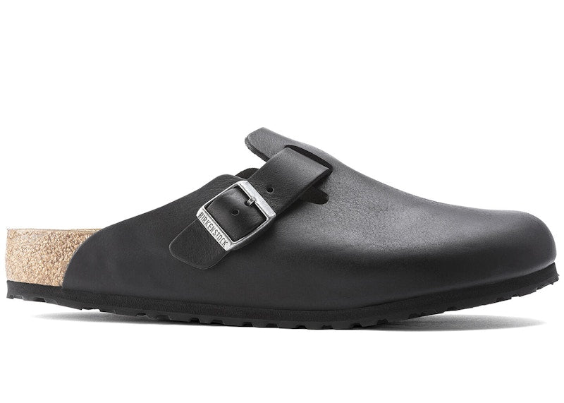 Birkenstock Boston Grip Leather Vintage Wood Black