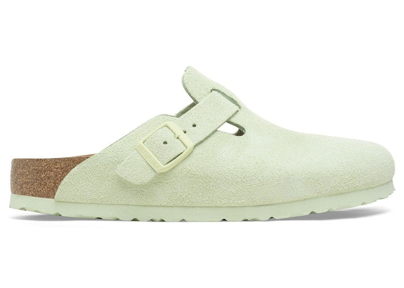 Birkenstock Boston Soft Footbed Suede Faded Lime
