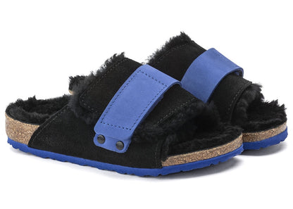 Birkenstock Kyoto Teddy Suede Black Ultra Blue (Kids)