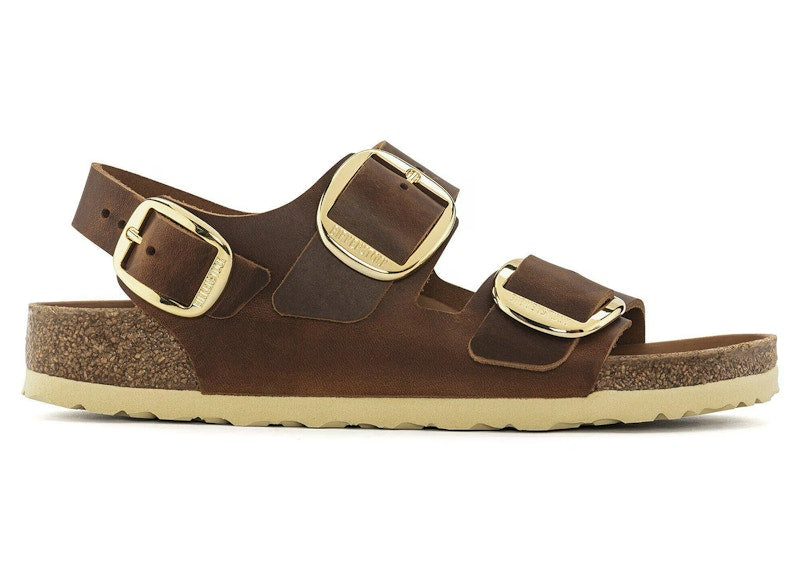 Birkenstock Milano Big Buckle Oiled Leather Cognac