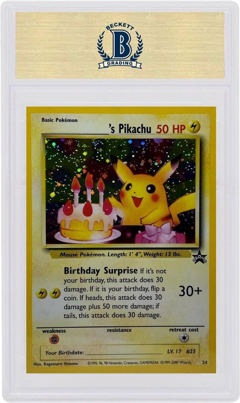 Birthday Pikachu 2001 Pokemon TCG Promo Holo Black Star #24 (PSA or BGS Graded)