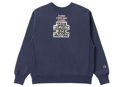BlackEyePatch x Champion Reverse Wave OG Logo Crewneck Dark Navy