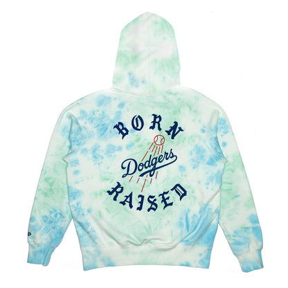 Born X Raised Los Angeles Dodgers Tie Dye Hoodie Aqua