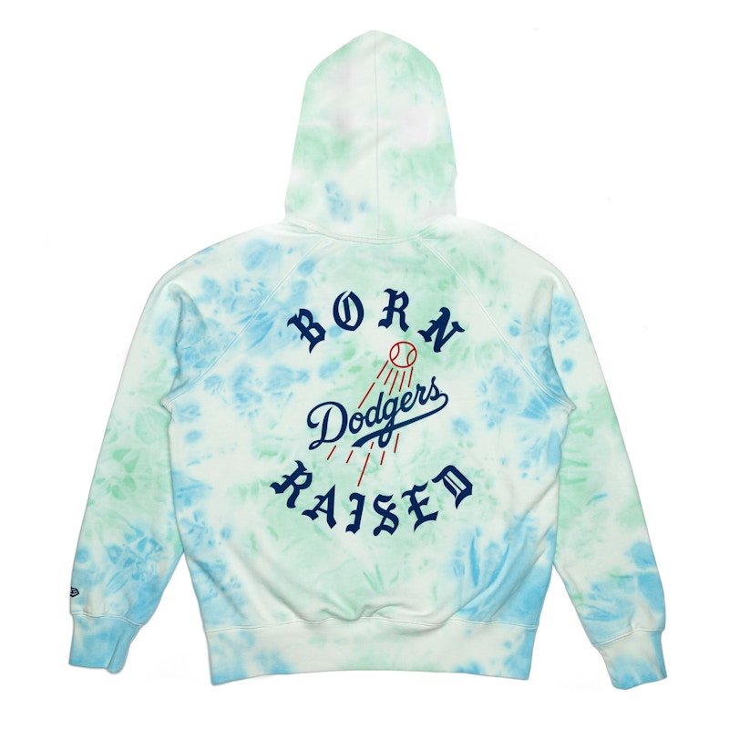 Born X Raised Los Angeles Dodgers Tie Dye Hoodie Aqua