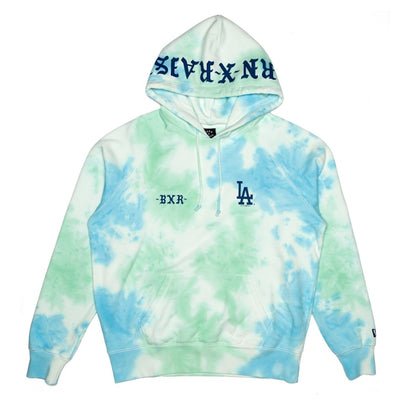 Born X Raised Los Angeles Dodgers Tie Dye Hoodie Aqua