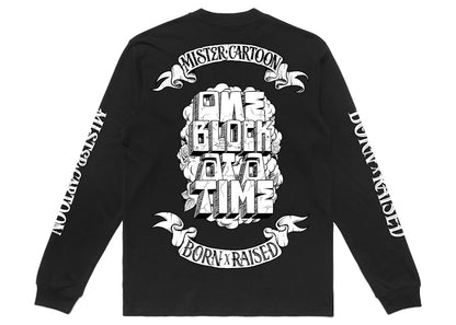 Born X Raised x Mister Cartoon Block Banner L/S Tee Black