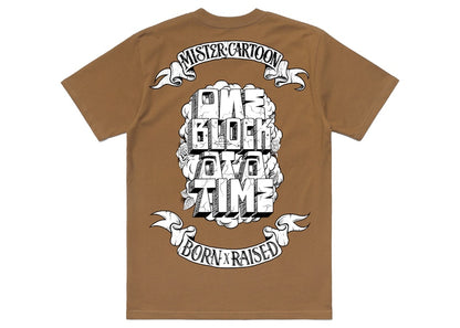 Born X Raised x Mister Cartoon Block Banner Tee Camel