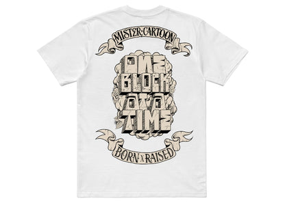 Born X Raised x Mister Cartoon Block Banner Tee White