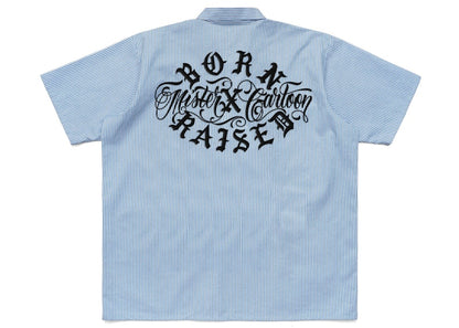 Born X Raised x Mister Cartoon x Ben Davis Work Shirt Baby Blue Stripe
