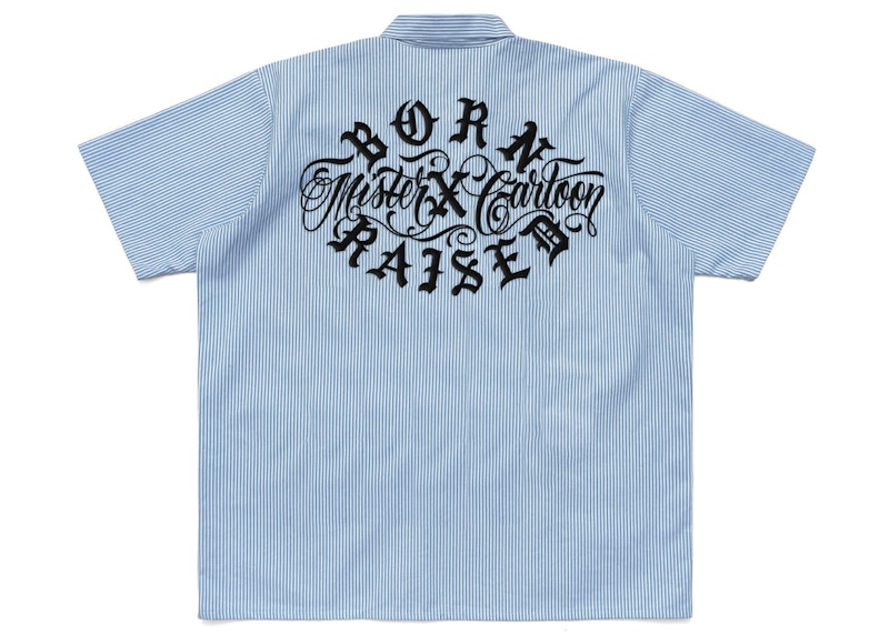 Born X Raised x Mister Cartoon x Ben Davis Work Shirt Baby Blue Stripe