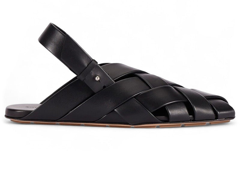 Bottega Veneta Alfie Intreccio Slipper Black Leather