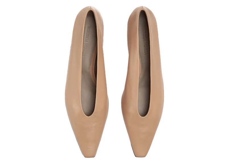 Bottega Veneta Almond Leather Ballet Flat Beige (Women's)