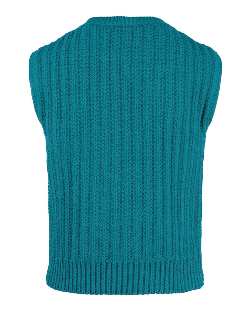 Bottega Veneta Aran Knitted Vest Teal