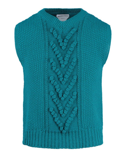 Bottega Veneta Aran Knitted Vest Teal