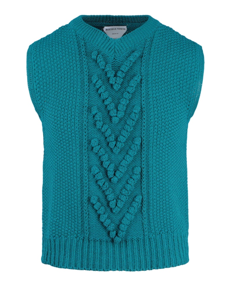 Bottega Veneta Aran Knitted Vest Teal