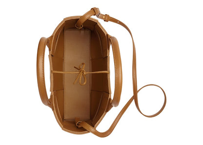 Bottega Veneta Arco Tote Bag Mini Intreccio Camel