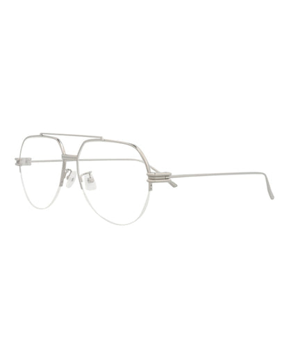 Bottega Veneta Aviator-Frame Metal Optical Frames Ruthenium Ruthenium Transparent (BV1050O-30008561-003)