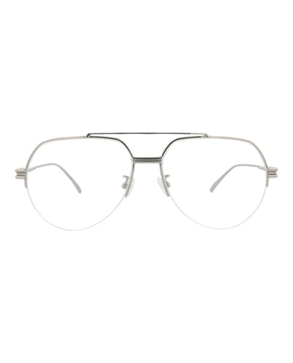 Bottega Veneta Aviator-Frame Metal Optical Frames Ruthenium Ruthenium Transparent (BV1050O-30008561-003)