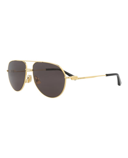 Bottega Veneta Aviator-Frame Metal Sunglasses Gold Gold Grey (BV1302S-30015214-001)