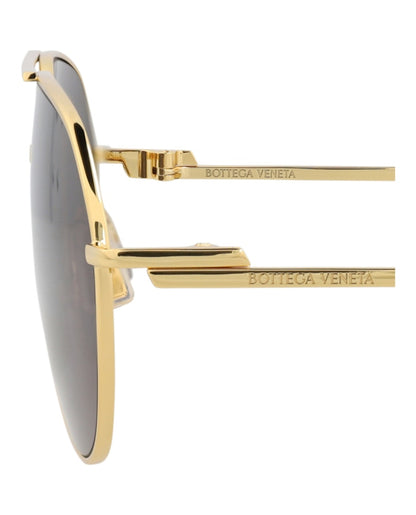 Bottega Veneta Aviator-Frame Metal Sunglasses Gold Gold Grey (BV1302S-30015214-001)
