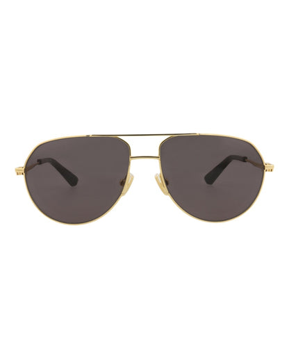Bottega Veneta Aviator-Frame Metal Sunglasses Gold Gold Grey (BV1302S-30015214-001)