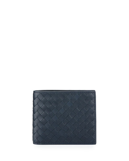 Bottega Veneta Basic Bifold Wallet Woven Navy