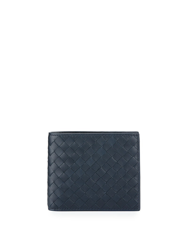 Bottega Veneta Basic Bifold Wallet Woven Navy