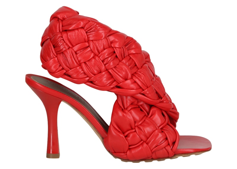 Bottega Veneta Braided Criss-Cross Heel Sandal Red (Women's)