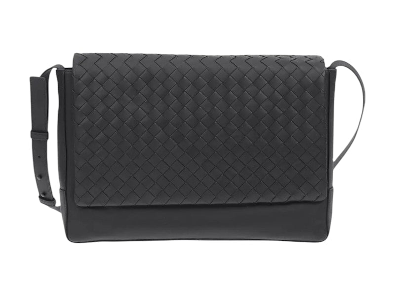Bottega Veneta Braided Leather Messenger Bag Black