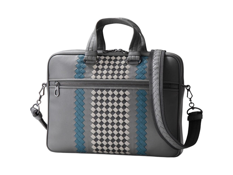 Bottega Veneta Briefcase Intrecciato Leather Business Bag Grey