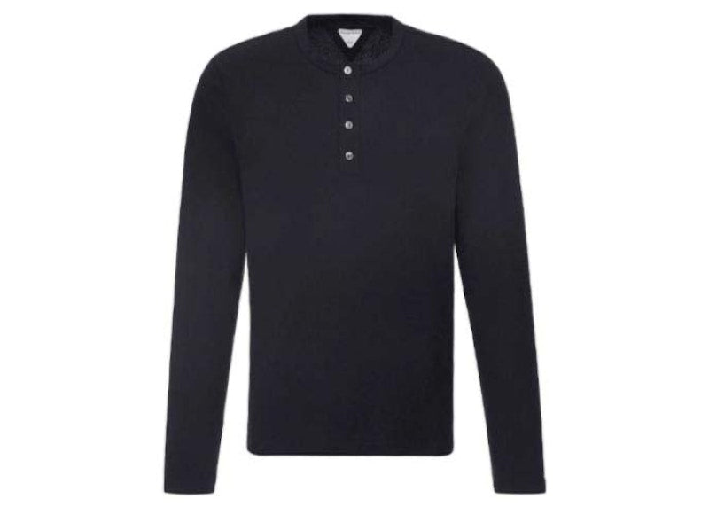 Bottega Veneta Button-Up Long Sleeve T-Shirt Navy