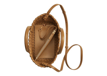 Bottega Veneta Cabat Intreccio Tote Bag Mini Caramel