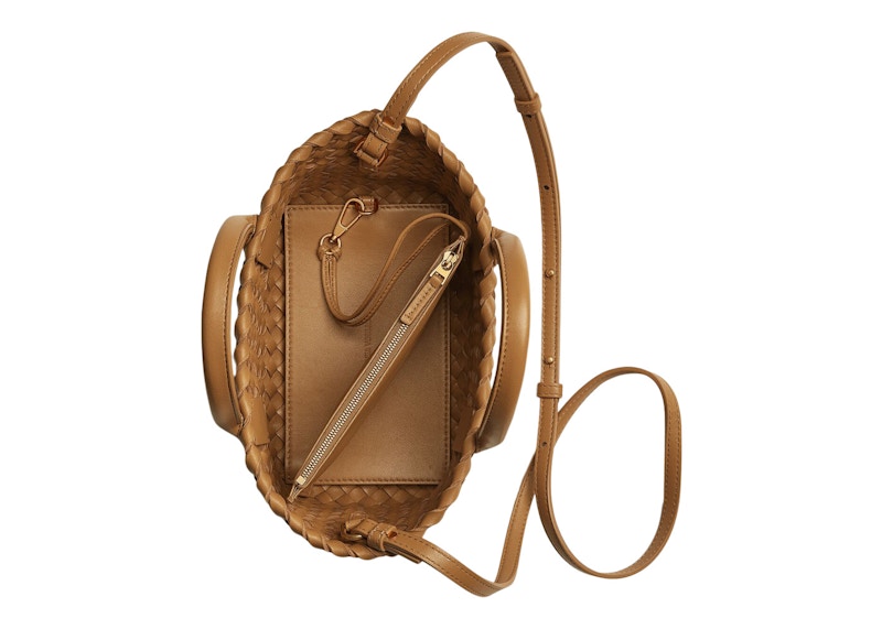 Bottega Veneta Cabat Intreccio Tote Bag Mini Caramel
