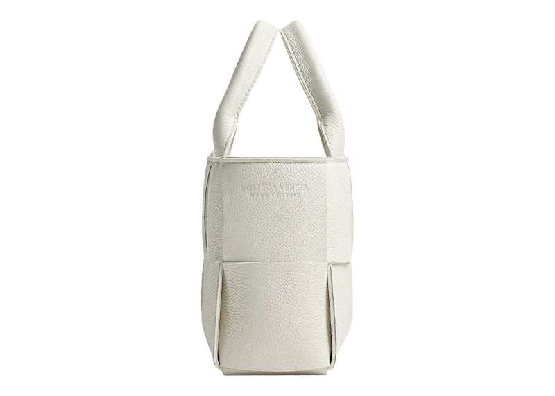 Bottega Veneta Candy Arco Tote Bag Micro Intreccio White