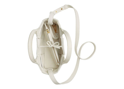 Bottega Veneta Candy Arco Tote Bag Micro Intreccio White