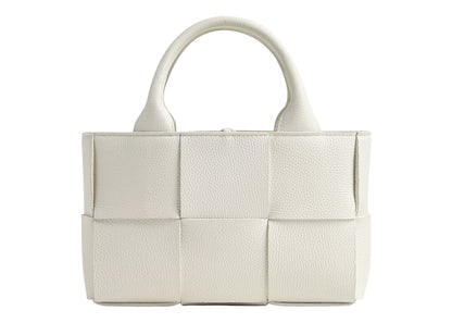 Bottega Veneta Candy Arco Tote Bag Micro Intreccio White