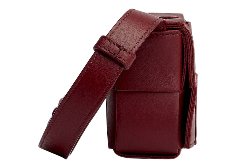 Bottega Veneta Candy Cassette Crossbody Bag Mini Intreccio Bordeaux